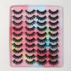 20 Pairs Fluffy Cat Eye False Eyelashes 5D Faux Mink Multipack