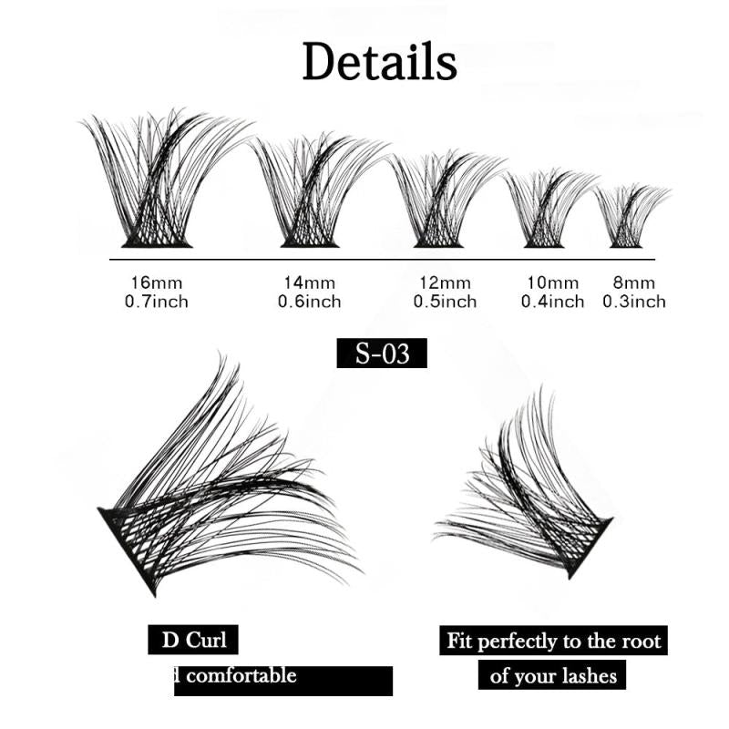 DIY Cluster Lashes 120 Volume Natural Segmented Eyelashes Bundles