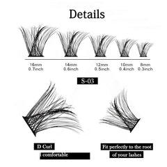DIY Cluster Lashes 120 Volume Natural Segmented Eyelashes Bundles