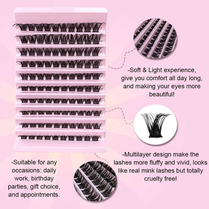 DIY Cluster Lashes 120 Volume Natural Segmented Eyelashes Bundles