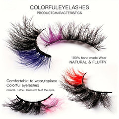 5 Pairs Full Strip False Eyelashes With Colored Ends, Soft & Natural, Reusable