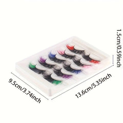 5 Pairs Full Strip False Eyelashes With Colored Ends, Soft & Natural, Reusable