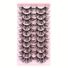 10 Pairs Fluffy False Eyelashes Waterproof Faux Mink Hair Layered 3D Lashes