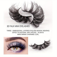 10 Pairs Fluffy False Eyelashes Waterproof Faux Mink Hair Layered 3D Lashes