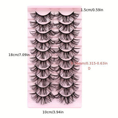 10 Pairs Fluffy False Eyelashes Waterproof Faux Mink Hair Layered 3D Lashes