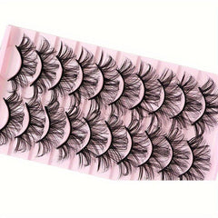 10 Pairs Fluffy False Eyelashes Waterproof Faux Mink Hair Layered 3D Lashes