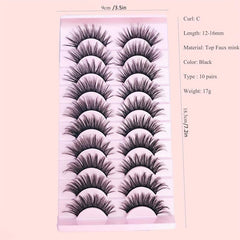 10 Pairs Crossed Wispy Faux Mink False Eyelashes