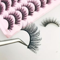 10 Pairs Crossed Wispy Faux Mink False Eyelashes