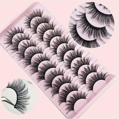 10 Pairs Crossed Wispy Faux Mink False Eyelashes