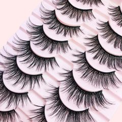 10 Pairs Crossed Wispy Faux Mink False Eyelashes