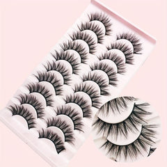 10 Pairs Faux Mink Eyelashes Reusable Curling Strip Lashes