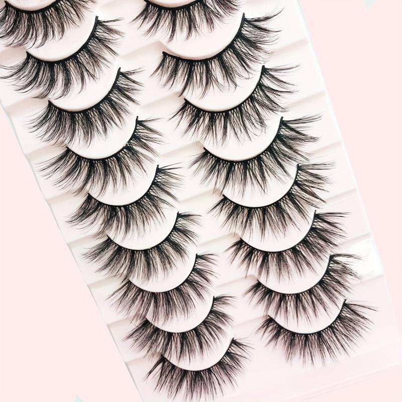 10 Pairs Faux Mink Eyelashes Reusable Curling Strip Lashes