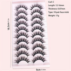 10 Pairs Faux Mink Eyelashes Reusable Curling Strip Lashes