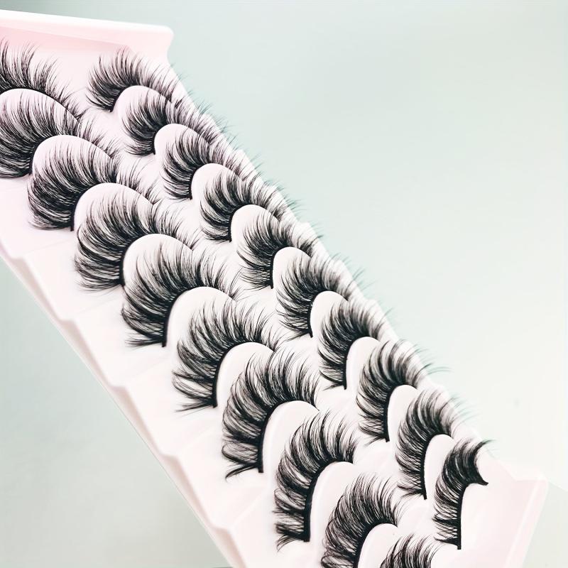 10 Pairs Faux Mink Eyelashes Reusable Curling Strip Lashes
