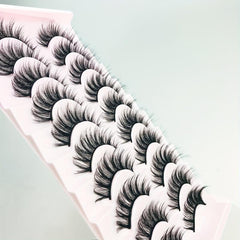 10 Pairs Faux Mink Eyelashes Reusable Curling Strip Lashes