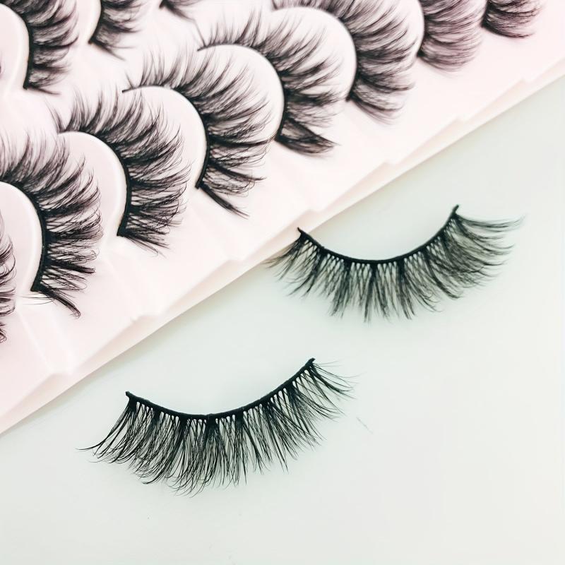 10 Pairs Faux Mink Eyelashes Reusable Curling Strip Lashes
