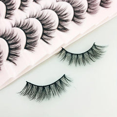 10 Pairs Faux Mink Eyelashes Reusable Curling Strip Lashes