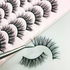 10 Pairs Faux Mink Eyelashes Reusable Curling Strip Lashes