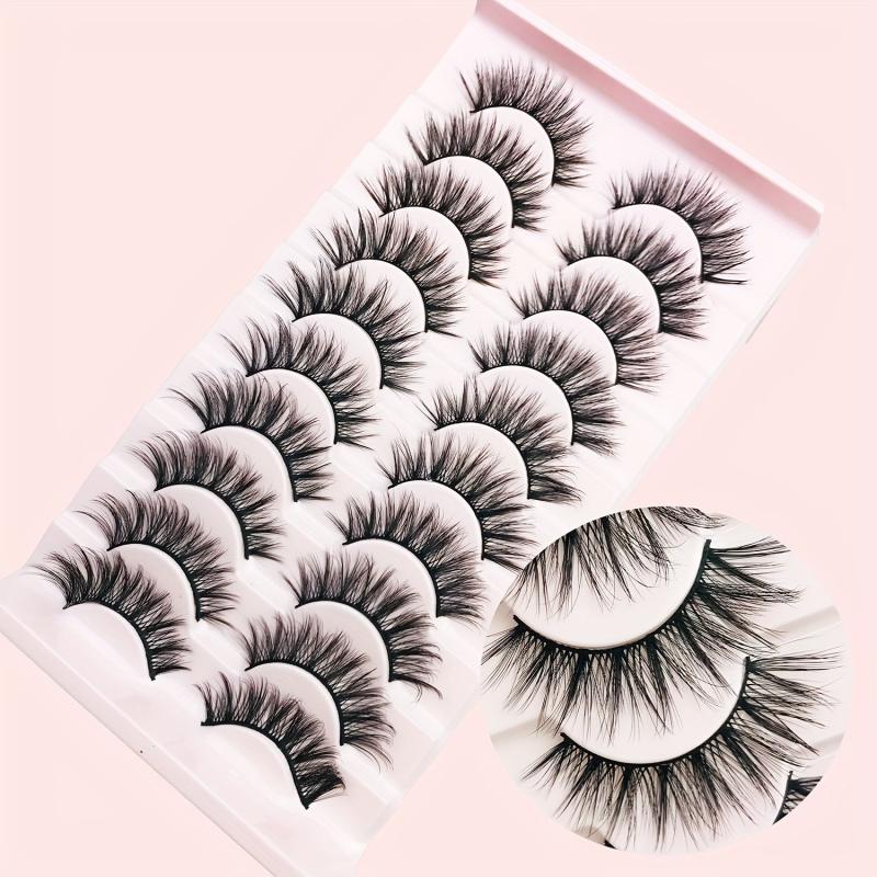 10 Pairs Faux Mink Eyelashes Reusable Curling Strip Lashes