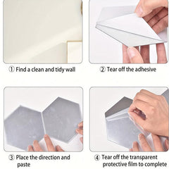 12pcs Hexagon Mirror Wall Stickers 3D Acrylic Self Adhesive Tiles