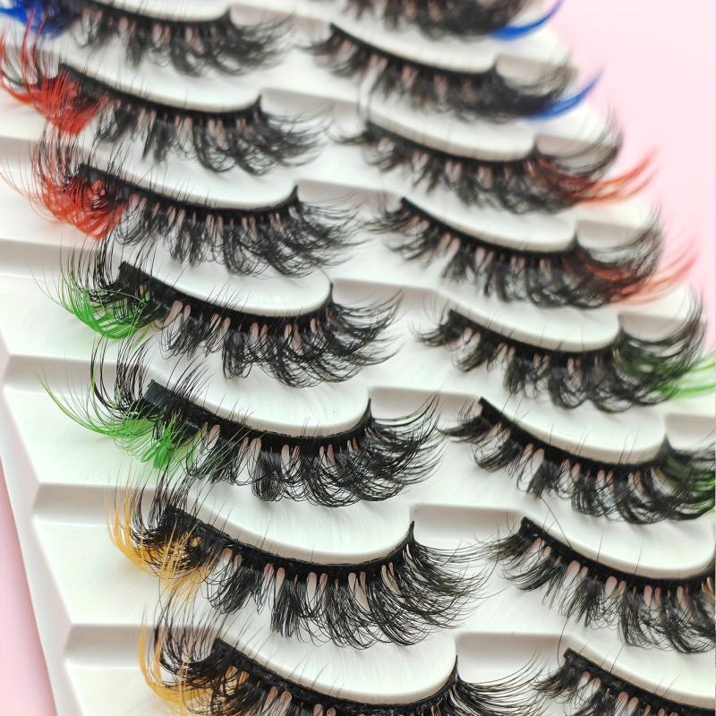 Pink 8D Dramatic Wispy C Curl Colored Faux Mink Eyelashes