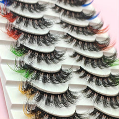 Pink 8D Dramatic Wispy C Curl Colored Faux Mink Eyelashes