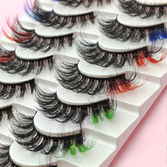 Pink 8D Dramatic Wispy C Curl Colored Faux Mink Eyelashes