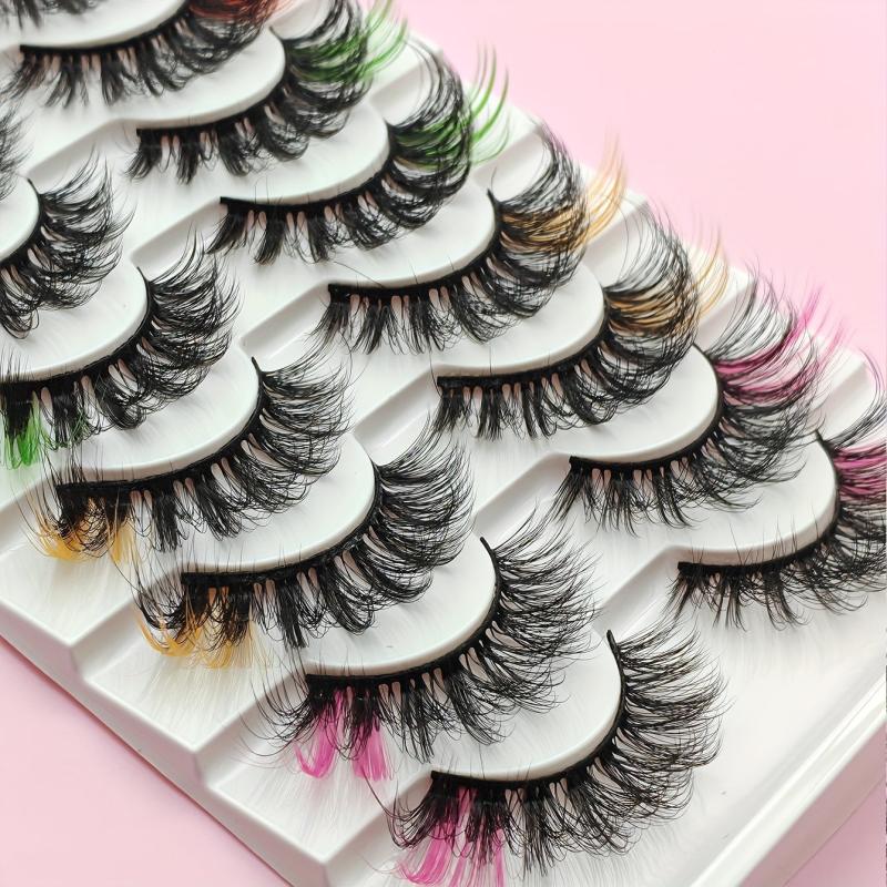 Pink 8D Dramatic Wispy C Curl Colored Faux Mink Eyelashes