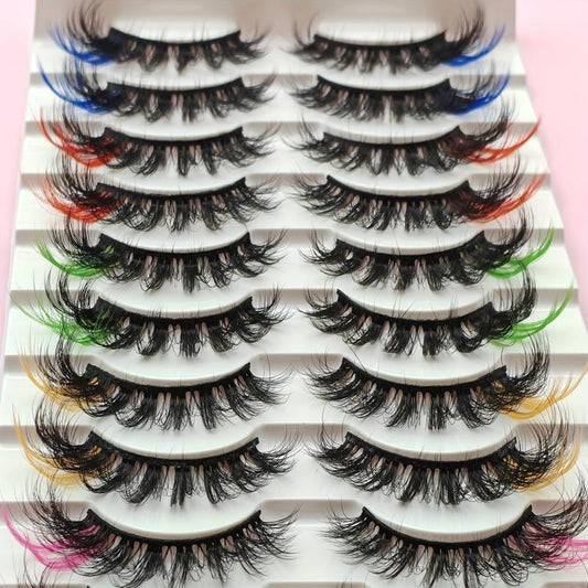 Pink 8D Dramatic Wispy C Curl Colored Faux Mink Eyelashes