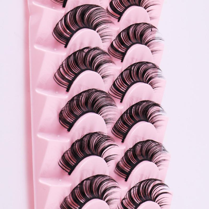 10 Pairs False Eyelashes Thick & Curling Eye Lashes Simulated Fiber Lashes