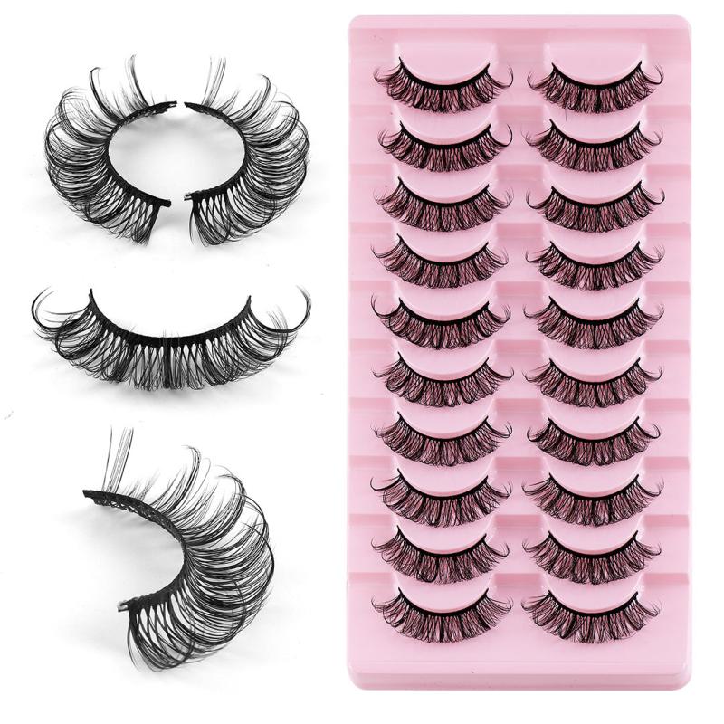 10 Pairs False Eyelashes Thick & Curling Eye Lashes Simulated Fiber Lashes