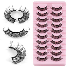 10 Pairs False Eyelashes Thick & Curling Eye Lashes Simulated Fiber Lashes