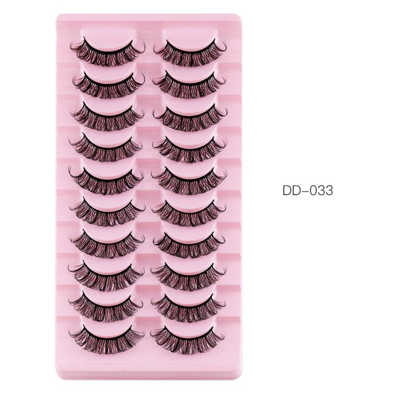 10 Pairs False Eyelashes Thick & Curling Eye Lashes Simulated Fiber Lashes
