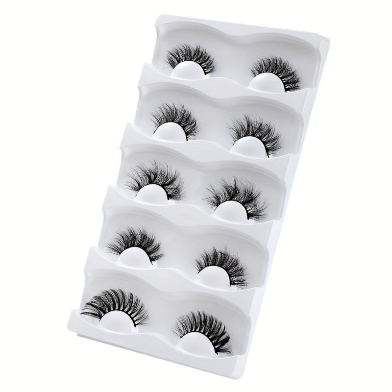 5 Pcs Crossed Faux Mink Hair False Eyelashes