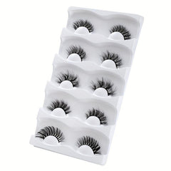 5 Pcs Crossed Faux Mink Hair False Eyelashes