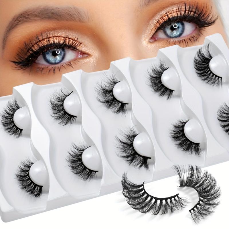 5 Pcs Crossed Faux Mink Hair False Eyelashes
