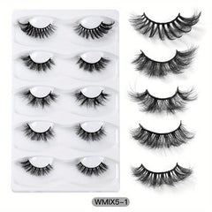 5 Pcs Crossed Faux Mink Hair False Eyelashes