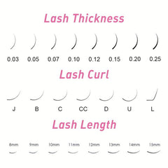 15mm Indiv. Lashes 0.1mm C Curl Long Look False Eyelashes Classic DIY Home Use