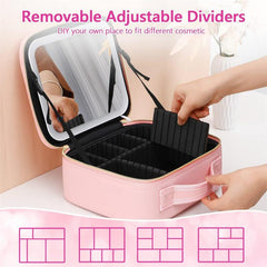 LED Lighted Travel Makeup Bag With Mirror