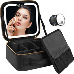 LED Lighted Travel Makeup Bag With Mirror