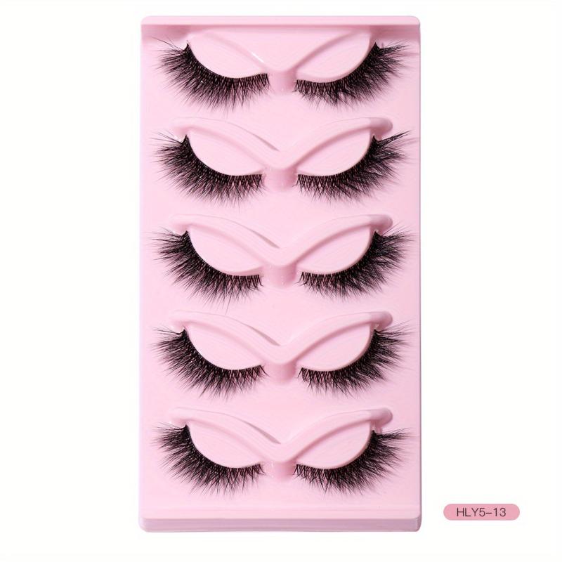 5 Pairs L shaped False Eyelashes With Transparent Stem Eye End Lengthening