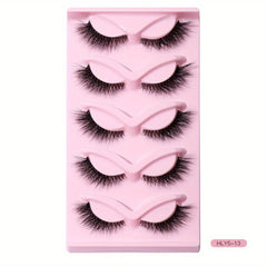 5 Pairs L shaped False Eyelashes With Transparent Stem Eye End Lengthening