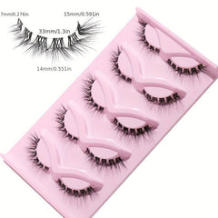 5 Pairs L shaped False Eyelashes With Transparent Stem Eye End Lengthening
