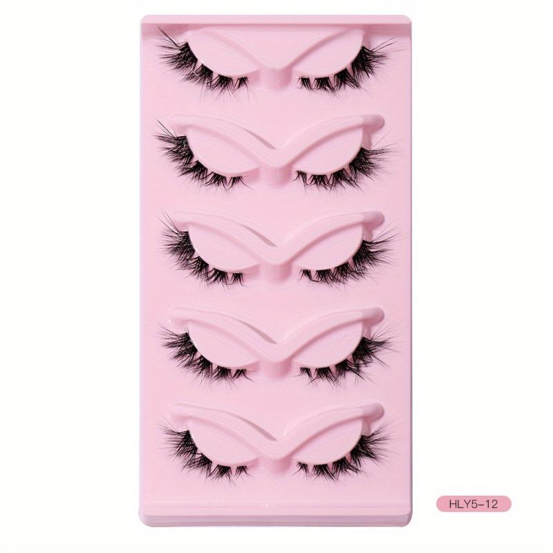 5 Pairs L shaped False Eyelashes With Transparent Stem Eye End Lengthening