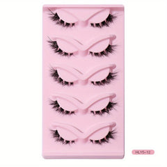 5 Pairs L shaped False Eyelashes With Transparent Stem Eye End Lengthening