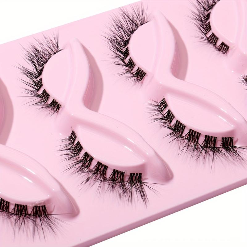 5 Pairs L shaped False Eyelashes With Transparent Stem Eye End Lengthening