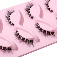5 Pairs L shaped False Eyelashes With Transparent Stem Eye End Lengthening