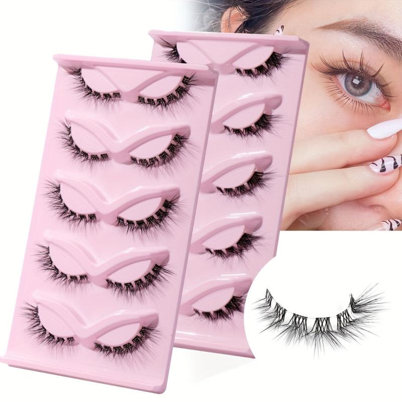 5 Pairs L shaped False Eyelashes With Transparent Stem Eye End Lengthening