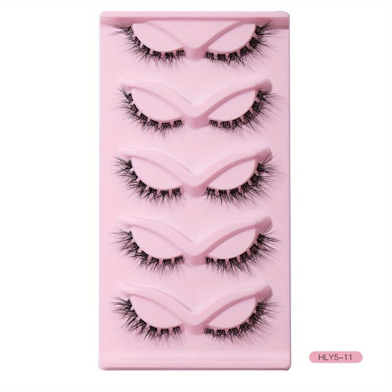 5 Pairs L shaped False Eyelashes With Transparent Stem Eye End Lengthening