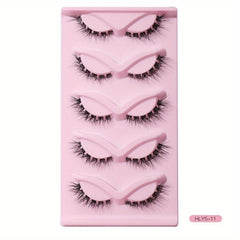 5 Pairs L shaped False Eyelashes With Transparent Stem Eye End Lengthening